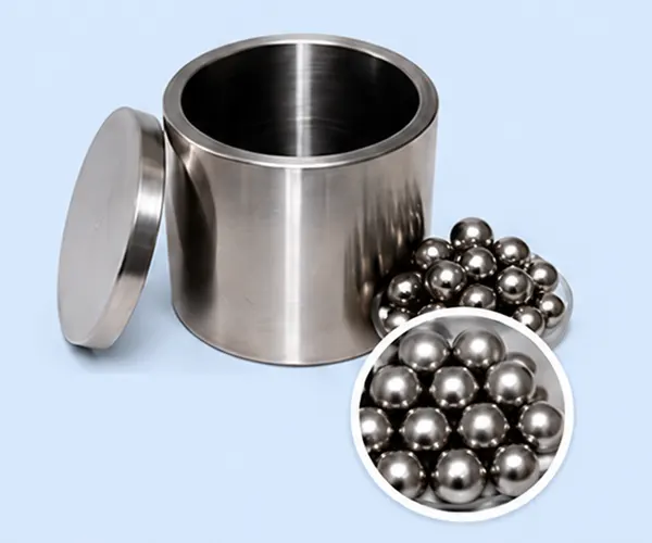 Stainless steel grinding jar and steel balls