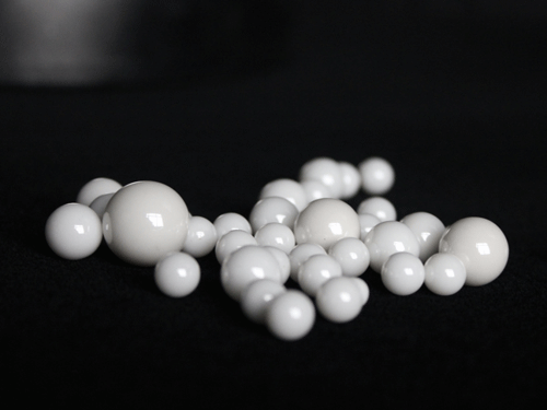 Close-up of zirconia grinding media
