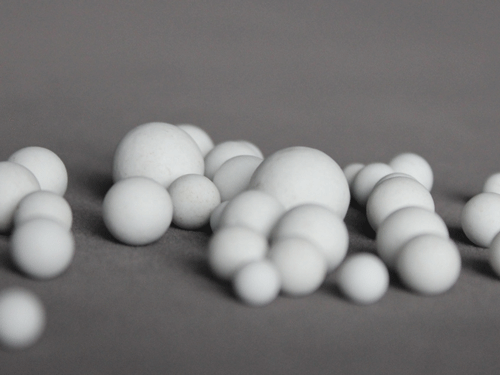 Close-up of dense corundum ceramic grinding balls