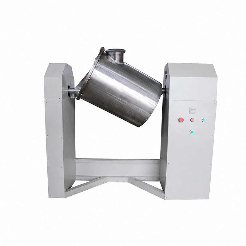 Stainless steel oblique mixer for blending dry powders and granules