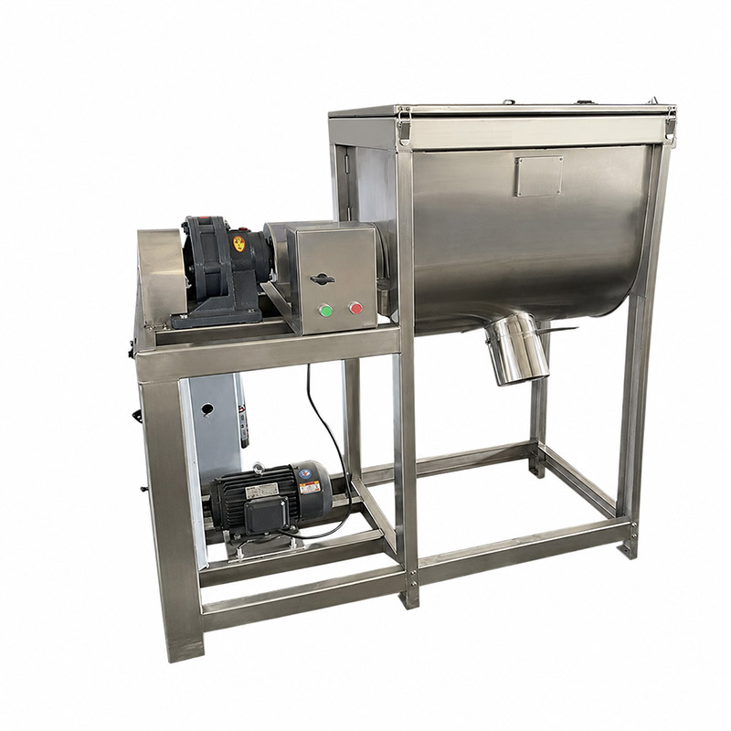 Horizontal screw belt mixer