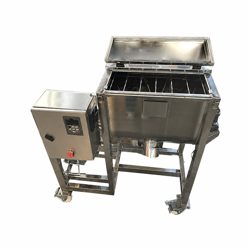 Horizontal screw belt mixer