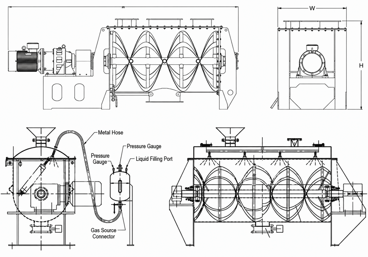 Horizontal ribbon mixer