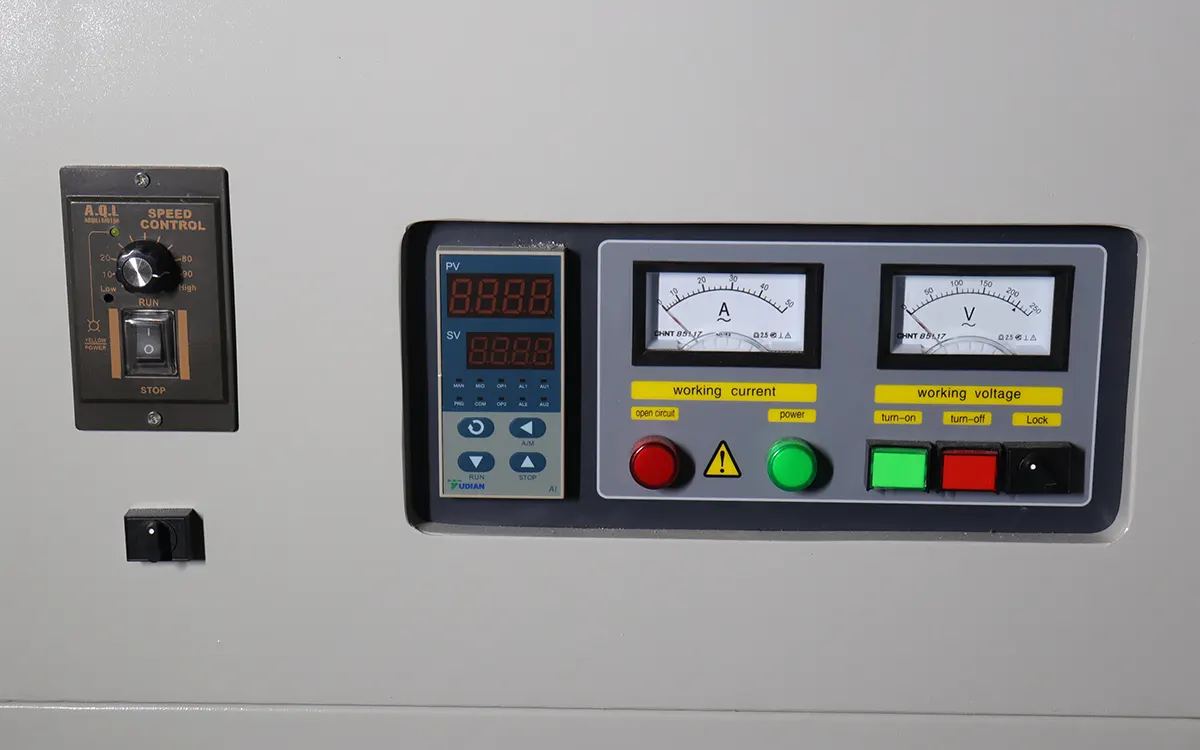 Rotary tube furnace: control panel